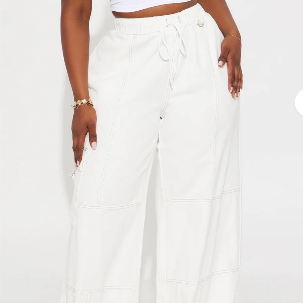 Fashion Nova White Wide Leg Pants